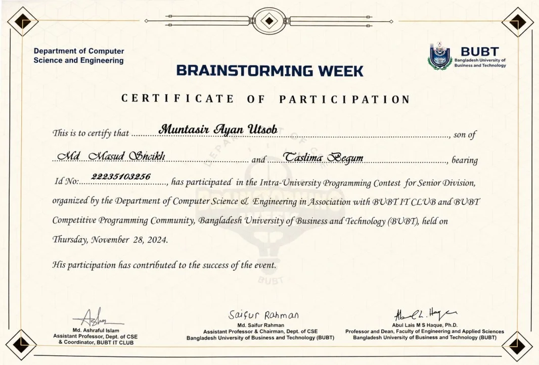 Intra University Programming Contest